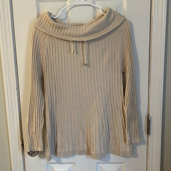 Soft Surroundings Sweaters - Soft Surroundings womens tan soft wool ribbed cowlneck sweater